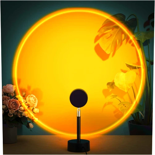 Becament Sunset Lamp Projection, 180 Degree Rotation Projection Lamp led Light, Sunset Night Light Projector with 10W Adapter and Romantic Visual for Selfie, Home, Party, Living Room, Bedroom, Sunset