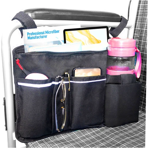 EVEME Wheelchair Side Bag with Cup Holder,Wheelchair Storage Pouch,Wheelchair Pouch Bag,Armrest Accessories for Wheelchair,Rollator,Scooter,Wheelchair Clip on Cup Holder