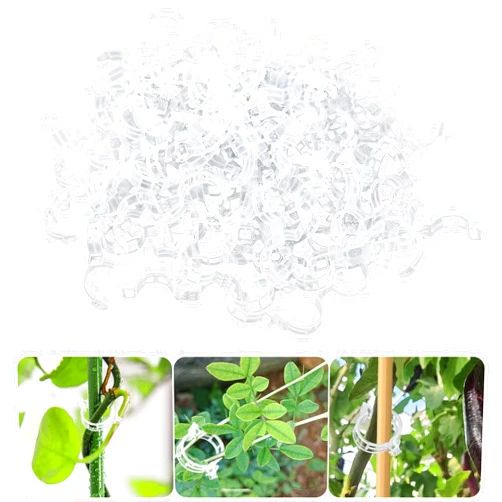 QYZZRS 100 PCS Secured Plastic Plant Clip,Climbing Plant Support Garden Clips,For Support,Grape Vine,Tomato Vine, Vegetables Plants,Vine to Grow Upright and Makes Plants Healthier,white