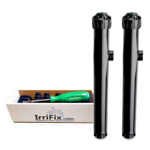 IrriFix Rain Bird 5000 Plus Series 12-inch Pressure Regulator Seal-A-Matic Sprinkler Heads Bundle - 2 Pack 5012+PCSR SAM Rotors Nozzle Box Including 2 Nozzle Trees and 1 Rotortool Screwdriver
