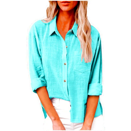 SMIDOW Womens Cotton Linen Button Down Shirt