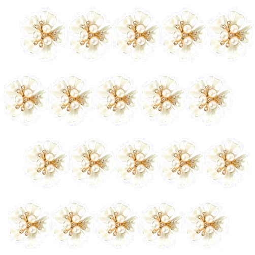 Qililandiy 20Pcs Pearl Rhinestone Embellishments Flower Flatback Buttons Rhinestone Charms for Shoe Decoration Jewelry Making Clothes Brooch Wristband and Wedding Bouquet DIY, white