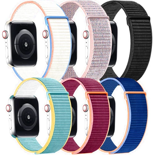 GDKBAND 6 Packs Nylon Band Compatible with Apple Watch Band 38mm 40mm 41mm for Women Men, Adjustable Sport Stretchy Braided Solo Loop Strap for iWatch Series Ultra/SE/9/8/7/6/5/4/3/2/1