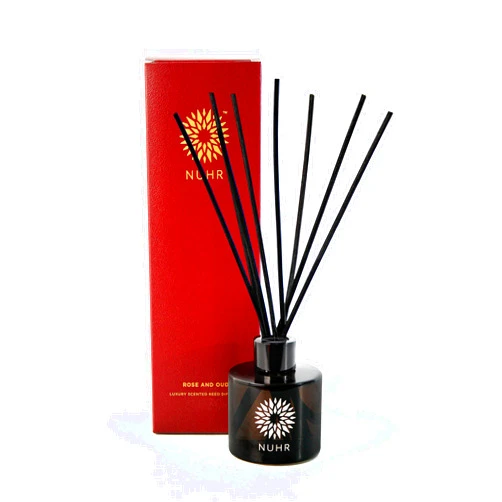 NUHR Home Reed Diffuser Rose & Oud Sticks for Home Multi Note Fragrance - Long Lasting Aroma Perfect Reed Diffuser, Minimum of 4 Months, UK-Made- Gift Set 100ml