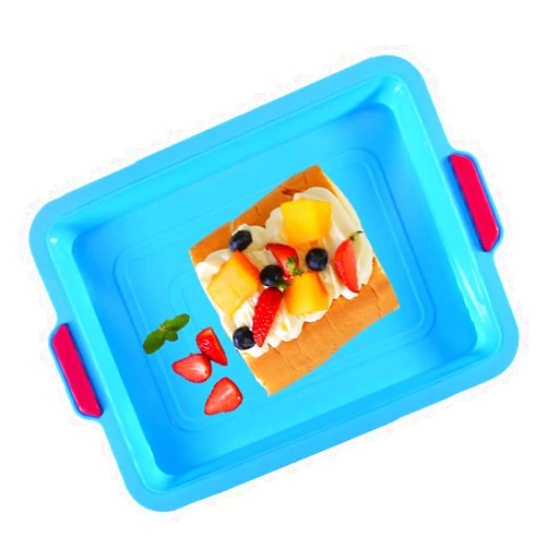 KeepingcooX Non Stick Silicone Brownie Baking Pan with Handles - Rectangular Cookie Baking Sheet/Jelly Roll Tray Set Nonstick, Cleaned in Dishwasher, 13x8 in, Random Color