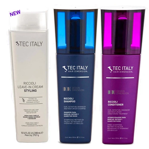 Tec Italy Riccioli Curl Defining - Shampoo, Conditioner & Leave in Cream (Pack of 3)