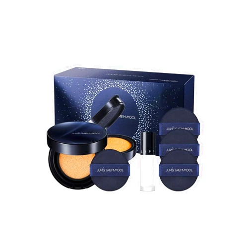 JUNG SAEM MOOL OFFICIAL] Essential Skin Nuder Cushion Special Set (Light) | Nuder Cushion Navy Edition (Refill included) + Lip-Pression Glittering Topper (2g) + Navy Cushion Puffs (3pcs)