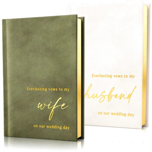 ZICOTO Elegant Velvet Wedding Vow Books With Gold Foil Lettering - Perfectly Sized His and Hers Vow Books With Plenty Of Pages To Write Whatever is on Your Heart - A Beautiful Addition For The Wedding Day