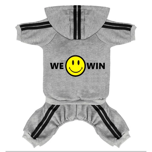 TRIBONES Cute Dog Hoodie Sweater Tracksuit Coat Jacket Winter Pajamas Jumpsuit Clothes Clothing 4-Legs Grey for Cat Puppy Small Medium Big All Type Dogs (X-Small)