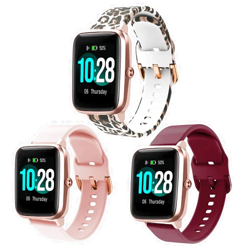 ViCRiOR Bands Compatible with ID205L Smart Watch, 19mm Quick Release Soft Silicone Fadeless Pattern Printed Floral Replacement Band for ID205L, ID205G ID205 ID205U ID205S