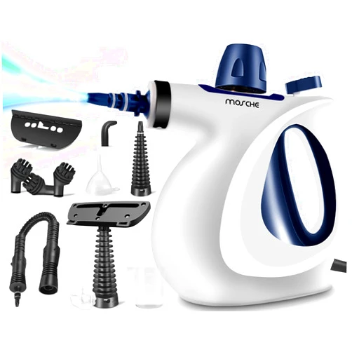 MOSCHE Handheld Pressurized Steam Cleaner with 11-Piece Accessory Set, Multi-Surface Steamer for Cleaning, All Natural Steam Cleaner for Home, Upholstery, Car, Floor, Grout and Tile