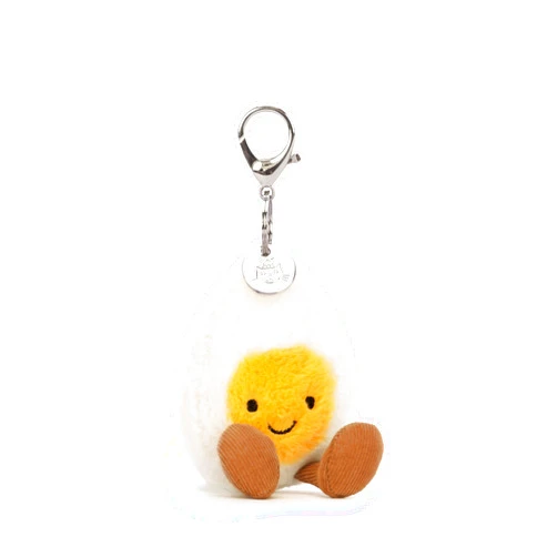 Jellycat Amuseables Happy Boiled Egg Bag Charm, 4 inches - Food and Drink Plush Keychain - Great Gift Idea
