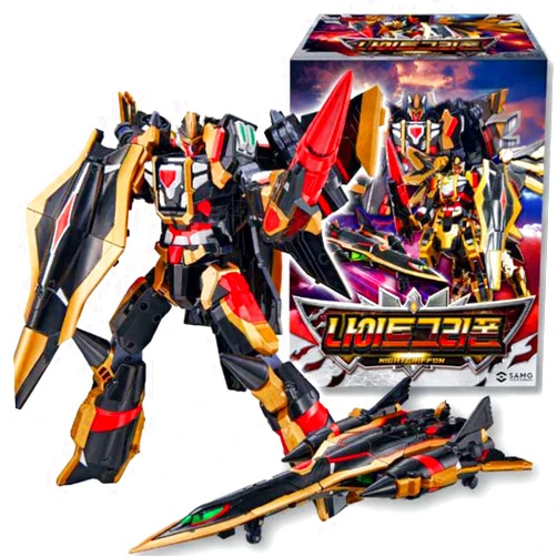 SSmall Metal Cardbot W NIGHTGRIFFON Gold Gryphon Bomber Transforming Robot Plane Toy
