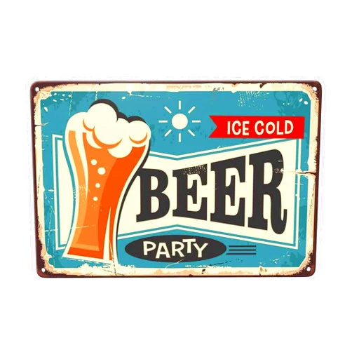 LOVEJIA Beer Party Sign Vintage Metal Tin Sign Wall Decor Metal Signs Tin Signs for Bar Pub Club Man Cave 8 x12 inch (CTP-12)