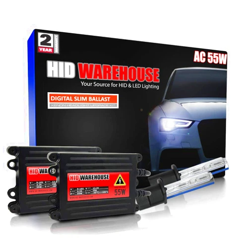 HID-Warehouse HIDWarehouse H1 6K 55W AC Xenon Bundle - Xenon Headlight Bulb with Slim AC Ballast - 6000K Light Blue - Xenon Bulbs - 1 Pair