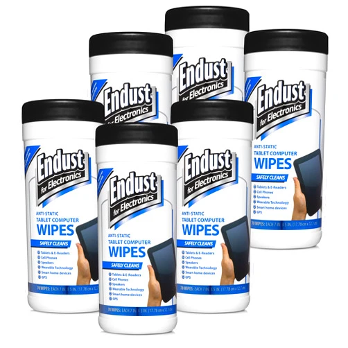 Endust For Electronics 6 Pack Screen Cleaner Wipes, Electronics Surface Cleaning Wipes, For Tablet, E-Reader, Monitors, Laptop, Phone, TV, GPS, Pre-Moistened, Alcohol & Ammonia Free, 70 Count (12596)…