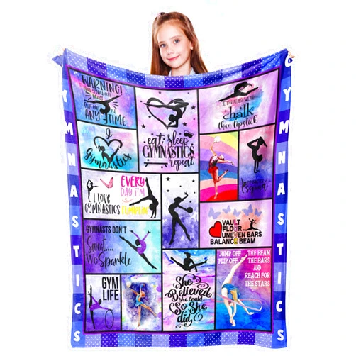 Mosslink Gymnastics Lovers Kids Blanket Gymnast Gifts for Girls Teens Women Birthday Gifts for Gymnast Ultra Soft Flannel Fleece Warm Cozy Lightweight Throw Blankets for Home Bed Sofa 50
