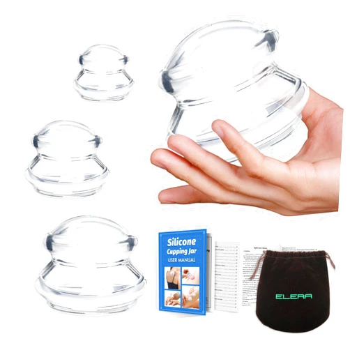 ELERA Silicone Cupping Therapy Sets, Chinese Suction Cups Sets for Cellulite Reduction and Body Massage (4 Cups)