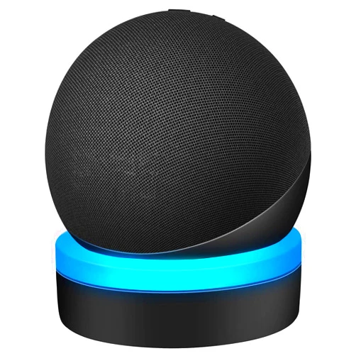 ZUOLACO Table Holder for Echo Dot 4th/5th Generation, Desktop Stand Mount for Echo Dot 4th/5th Gen, Base Bracket with Light Guide, Dot Accessories with Built-in Cable Management, Black