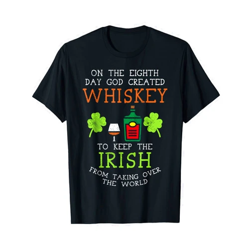 BoredKoalas Funny St. Patrick's Day Shirts Irish God Created Whiskey Irish Drink Lover Funny St Patricks Day T-Shirt