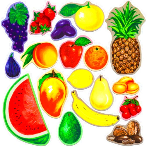 Little Folk Visuals Fruits and Nuts Precut Flannel/Felt Board Figures, 18 Pieces Set