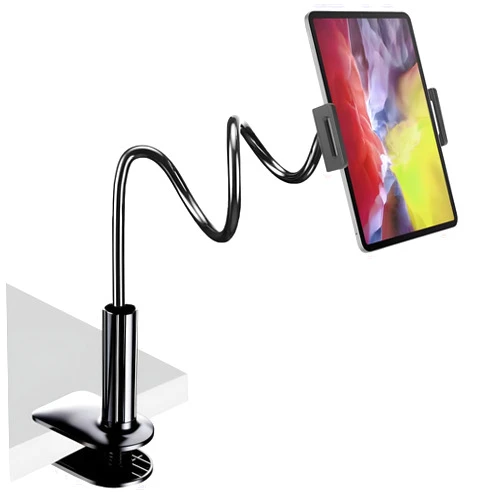 NIYET Tablet Stand Holder, Mount Holder Clip with Flexible Gooseneck Arm Compatible with iPad, iPhone, Kindle, Samsung Tab, Nintendo Switch - Black