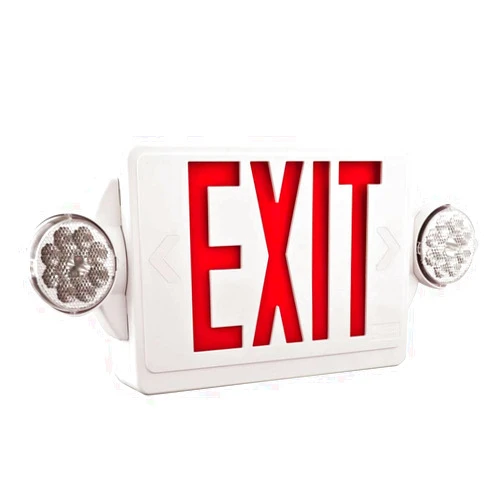 Lithonia Lighting LHQM LED R M6 Quantum White LED Exit and Emergency Light Combo with Red Letters, 180 Lumens, 120 Volts, 4 Watts,
