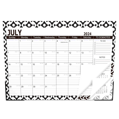 GuassLee Desk Calendar 2024-2025 - 18 Months 11.5 x 17 Inches Desk Pad Paper Calendar from Jan. 2024 to Jun. 2025 with Black White Designs, Julian Dates for Home School Office