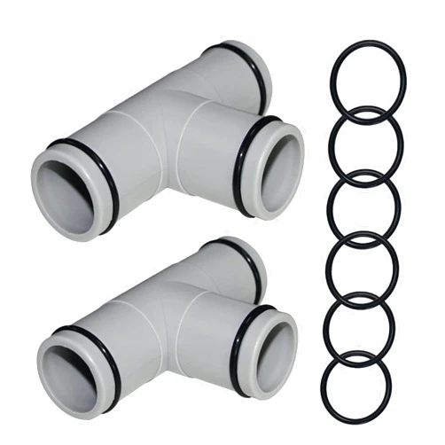 ADKUN (2 PACK)1-1/4 Inch T Tee Joint Pool Filter Pump Hose Connector Replacement for Intex Swimming Pool Pumps(3 interfaces)