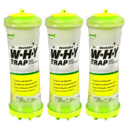 RESCUE! WHY Trap for Wasps, Hornets, & Yellowjackets – Hanging Outdoor Trap - 3 Traps