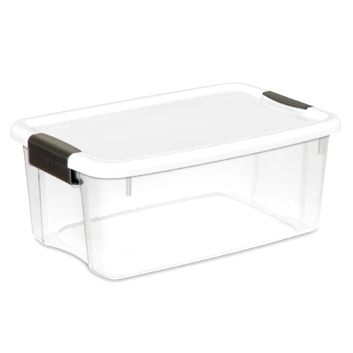 Sterilite 6-Pack Stackable Storage Bin with Lid, Clear Plastic Design, 18 Quart