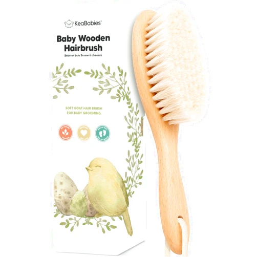 KeaBabies Baby Hair Brush - Baby Brush with Soft Goat Bristles, Cradle Cap Brush, Perfect Scalp Grooming Product for Infant, Toddler, Kids, Newborns, Baby Girls, Boys (Walnut, Oval)