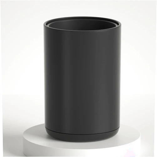 YOJIA 8L/2.1Gallon Black Bathroom Trash Can, Open Top Double Layer Metal Office Garbage Can, Modern Metal Waste Bin for Bathroom,Bedroom,Office,Hotel, Toilet, Kitchen,Farmhouse (Black)