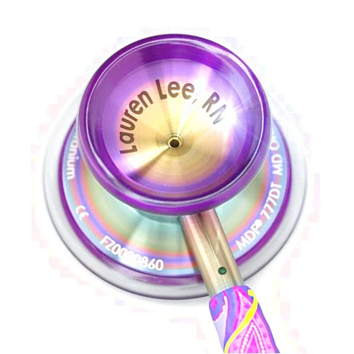 MDF Instruments Engravable MD One Epoch Lightweight Titanium Personalized Custom Stethoscope, Purpaisely Tube, Kaleidoscope Chestpieces-Headset, MDF777TPYKL