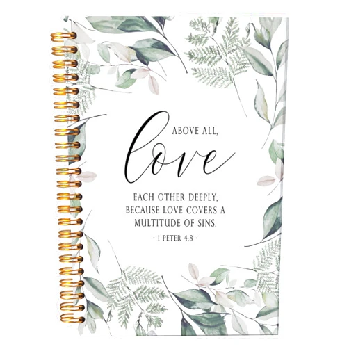 NEGIGA Christian Art Gifts Notebook Journal, 1 Peter 4:8, Bible Journaling Notebook, Prayer Journal for Women Men, Christian Gifts for Women Men Faith, Spiral Notebook 5.5x8.3