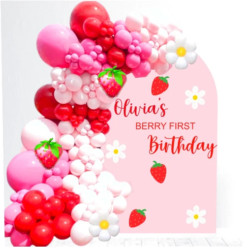 WallTag Berry First Birthday Decal - Berry First Birthday Decor - Happy Birthday Decal Party Backdrop - First Birthday for Balloon Arch - Personalized Birthday Sticker - Chiara Wall