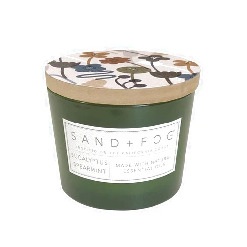 Sand + Fog Scented Candle - Eucalyptus Spearmint – Additional Scents and Sizes – 100% Cotton Lead-Free Wick - Luxury Air Freshening Jar Candles - Perfect Home Decor – 12oz