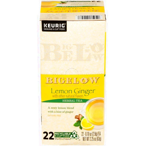 Bigelow Tea Bigelow Lemon Ginger Herbal Tea Keurig K-Cups, 22 Count Box (Pack of 1), No Caffeine 22 K-Cup Pods Total