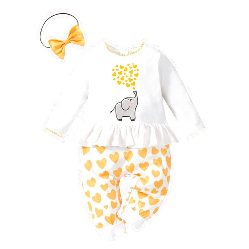 Generic Newborn Boy Clothes Romper Heart Infant Headbands Jumpsuit Day Boys Printed Girls Baby Valentine's Girls Romper&Jumpsuit