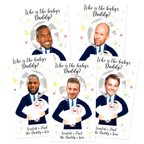 Zuoziosx 40 Cute Baby Shower Games - Scratch Off Lottery Ticket Raffle Cards - Decorations- who is the baby's daddy - 40 Cards