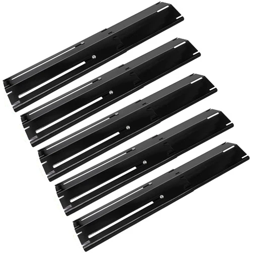 Criditpid Universal Adjustable Porcelain Steel Heat Plates, Heat Tent, Flavorizer Bar, Burner Cover, Flame Tamer for Brinkmann, Charbroil, Nexgrill, Backyard, Extend from 11.75 to 21 Inch, 5-Pack