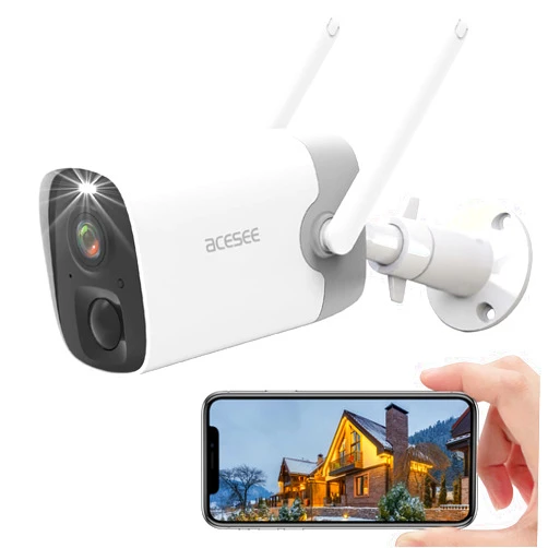 acesee Wireless Security Camera - Battery Powered Camera Outdoor 2.4GHz WiFi with 1080P Night Vision Spotlight AI Motion Detection Siren Alarm Two-Way Audio Waterproof