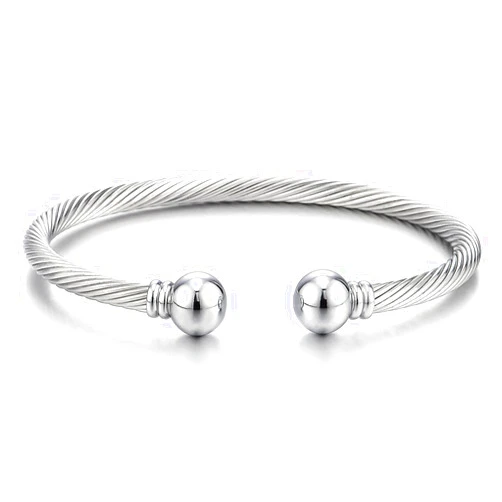 COOLSTEELANDBEYOND Elastic Adjustable Stainless Steel Cuff Bangle Bracelet for Mens Womens
