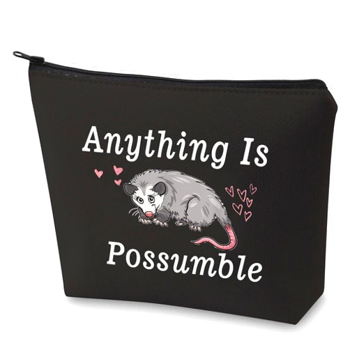 G2TUP Opossum Lover Cosmetic Bag Possum Makeup Bag Anything Is Possumble Funny Possum Zipper Bag Gift (Opossum makeup bag)