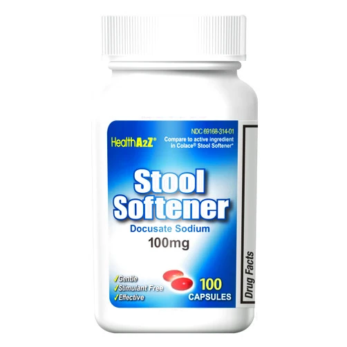 HealthA2Z® Stool Softener | Docusate Sodium 100mg | Red Capsules | Dependable | Gentle Constipation Relief (100 Counts (Pack of 1))