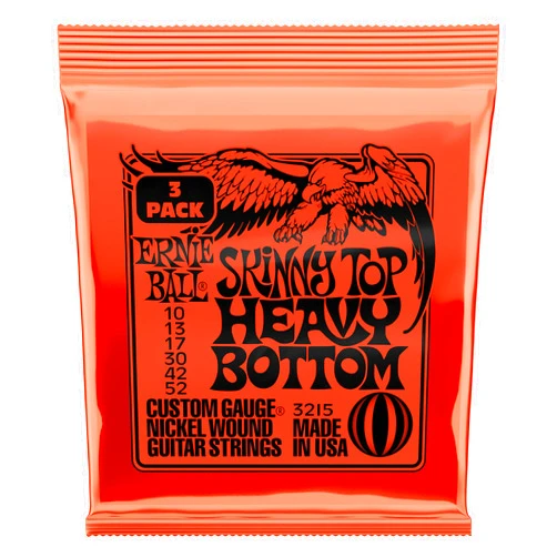 Ernie Ball Skinny Top Heavy Bottom Slinky Nickel Wound Electric Guitar Strings 3-pack, 10-52 Gauge (P03215)
