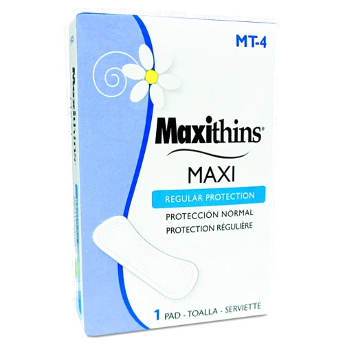 HOSPECO MT4 Maxithins Vended Sanitary Napkins #4 (Case of 250 Individually Boxed Napkins) - GID-HOSMT-4, White, 15