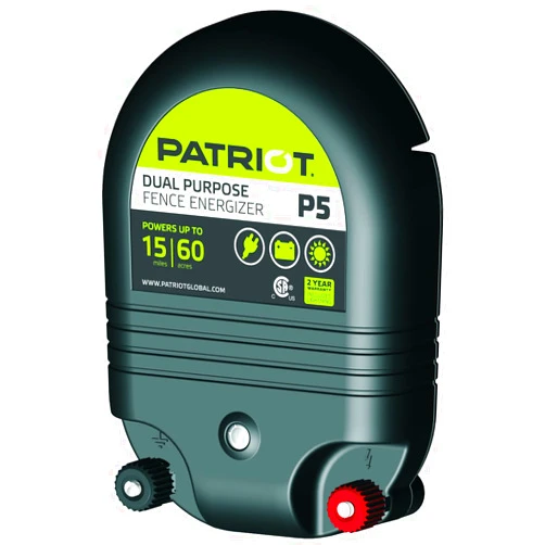 Patriot P5 Dual Purpose Electric Fence Energizer, 0.50 Joule