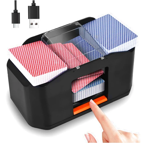 Nileole 2 Decks Quiet Card Shuffler, Automatic 2000 MAh Rechargeable Electric Shuffler, Playing Cards, Texas Hold'em, Poker, Home Card Games, Blackjack