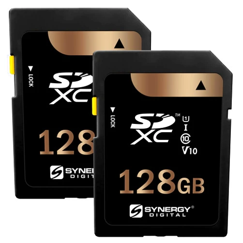 Synergy Digital 128GB, SDXC UHS-I Memory Cards - Class 10, U1, 100MB/s, 300 Series - Pack of 2